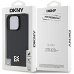 DKNY PU Leather Repeat Pattern Stack Logo MagSafe kryt pre iPhone 16 Pro, čierny