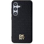 DKNY PU Leather Repeat Pattern Stack Logo Magsafe kryt pre Samsung Galaxy S24+, čierny