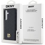 DKNY PU Leather Repeat Pattern Stack Logo Magsafe kryt pre Samsung Galaxy S24, čierny