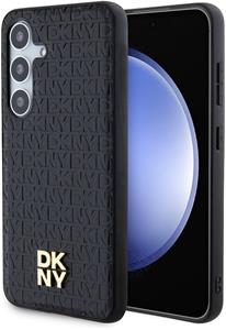 DKNY PU Leather Repeat Pattern Stack Logo Magsafe kryt pre Samsung Galaxy S24+, čierny