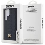 DKNY PU Leather Repeat Pattern Stack Logo Magsafe kryt pre Samsung Galaxy S24 Ultra, čierny