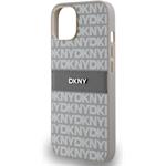 DKNY PU Leather Repeat Pattern Tonal Stripe kryt pre iPhone 14, béžový
