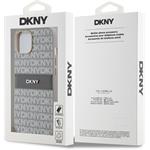DKNY PU Leather Repeat Pattern Tonal Stripe kryt pre iPhone 14, béžový