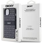 DKNY PU Leather Repeat Pattern Tonal Stripe kryt pre iPhone 14, čierny