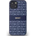DKNY PU Leather Repeat Pattern Tonal Stripe kryt pre iPhone 14, modrý