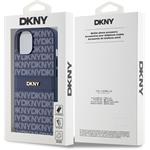 DKNY PU Leather Repeat Pattern Tonal Stripe kryt pre iPhone 14, modrý