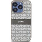 DKNY PU Leather Repeat Pattern Tonal Stripe kryt pre iPhone 14 Pro, béžový