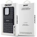 DKNY PU Leather Repeat Pattern Tonal Stripe kryt pre iPhone 14 Pro, čierny
