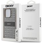 DKNY PU Leather Repeat Pattern Tonal Stripe kryt pre iPhone 14 Pro Max, béžový