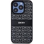 DKNY PU Leather Repeat Pattern Tonal Stripe kryt pre iPhone 14 Pro Max, čierny