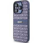DKNY PU Leather Repeat Pattern Tonal Stripe kryt pre iPhone 14 Pro Max, modrý