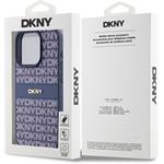 DKNY PU Leather Repeat Pattern Tonal Stripe kryt pre iPhone 14 Pro, modrý