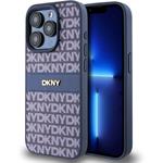 DKNY PU Leather Repeat Pattern Tonal Stripe kryt pre iPhone 14 Pro, modrý