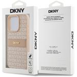 DKNY PU Leather Repeat Pattern Tonal Stripe kryt pre iPhone 14 Pro, ružový