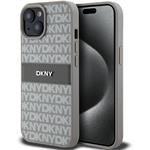 DKNY PU Leather Repeat Pattern Tonal Stripe kryt pre iPhone 15, béžový