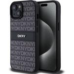 DKNY PU Leather Repeat Pattern Tonal Stripe kryt pre iPhone 15, čierny