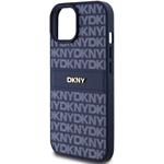 DKNY PU Leather Repeat Pattern Tonal Stripe kryt pre iPhone 15, modrý