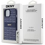 DKNY PU Leather Repeat Pattern Tonal Stripe kryt pre iPhone 15, modrý