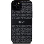DKNY PU Leather Repeat Pattern Tonal Stripe kryt pre iPhone 15 Plus, čierny