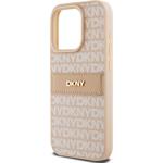 DKNY PU Leather Repeat Pattern Tonal Stripe kryt pre iPhone 15 Pro Max, ružový