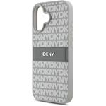 DKNY PU Leather Repeat Pattern Tonal Stripe kryt pre iPhone 16, béžový