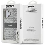 DKNY PU Leather Repeat Pattern Tonal Stripe kryt pre iPhone 16, béžový