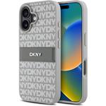 DKNY PU Leather Repeat Pattern Tonal Stripe kryt pre iPhone 16, béžový