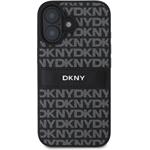 DKNY PU Leather Repeat Pattern Tonal Stripe kryt pre iPhone 16, čierny