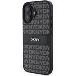 DKNY PU Leather Repeat Pattern Tonal Stripe kryt pre iPhone 16, čierny