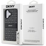 DKNY PU Leather Repeat Pattern Tonal Stripe kryt pre iPhone 16, čierny