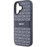 DKNY PU Leather Repeat Pattern Tonal Stripe kryt pre iPhone 16, modrý