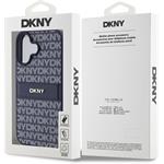 DKNY PU Leather Repeat Pattern Tonal Stripe kryt pre iPhone 16, modrý