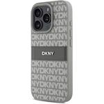 DKNY PU Leather Repeat Pattern Tonal Stripe kryt pre iPhone 16 Pro, béžový