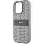 DKNY PU Leather Repeat Pattern Tonal Stripe kryt pre iPhone 16 Pro, béžový