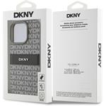 DKNY PU Leather Repeat Pattern Tonal Stripe kryt pre iPhone 16 Pro, béžový