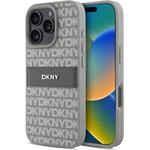 DKNY PU Leather Repeat Pattern Tonal Stripe kryt pre iPhone 16 Pro, béžový