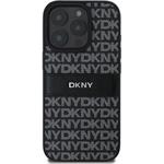 DKNY PU Leather Repeat Pattern Tonal Stripe kryt pre iPhone 16 Pro, čierny