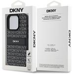 DKNY PU Leather Repeat Pattern Tonal Stripe kryt pre iPhone 16 Pro, čierny