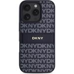 DKNY PU Leather Repeat Pattern Tonal Stripe kryt pre iPhone 16 Pro Max, modrý