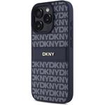 DKNY PU Leather Repeat Pattern Tonal Stripe kryt pre iPhone 16 Pro Max, modrý