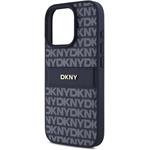 DKNY PU Leather Repeat Pattern Tonal Stripe kryt pre iPhone 16 Pro Max, modrý