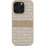 DKNY PU Leather Repeat Pattern Tonal Stripe kryt pre iPhone 16 Pro Max, ružový