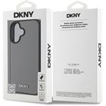 DKNY PU Leather Silver Metal Logo Magsafe kryt pre iPhone 16, sivý