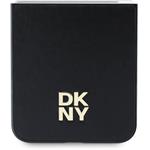 DKNY PU Leather Stack Logo kryt pre Samsung Galaxy Z Flip 6/7 FE, čierny