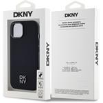 DKNY PU Leather Stack Logo Magsafe kryt pre iPhone 14, čierny