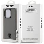 DKNY PU Leather Stack Logo Magsafe kryt pre iPhone 15 Pro, sivý