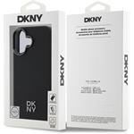 DKNY PU Leather Stack Logo Magsafe kryt pre iPhone 16, čierny