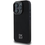 DKNY PU Leather Stack Logo Magsafe kryt pre iPhone 16 Pro, čierny