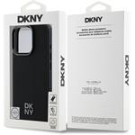 DKNY PU Leather Stack Logo Magsafe kryt pre iPhone 16 Pro, čierny