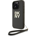 DKNY PU Leather Stack Logo Wrist Strap kryt pre iPhone 16 Pro Max, zelený